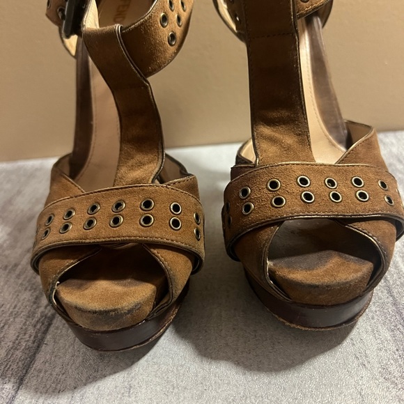 Fendi Brown T-Bar Ankle-Strap Platform Sandals Size 37.5 Made in Italy - Picture 3 of 10